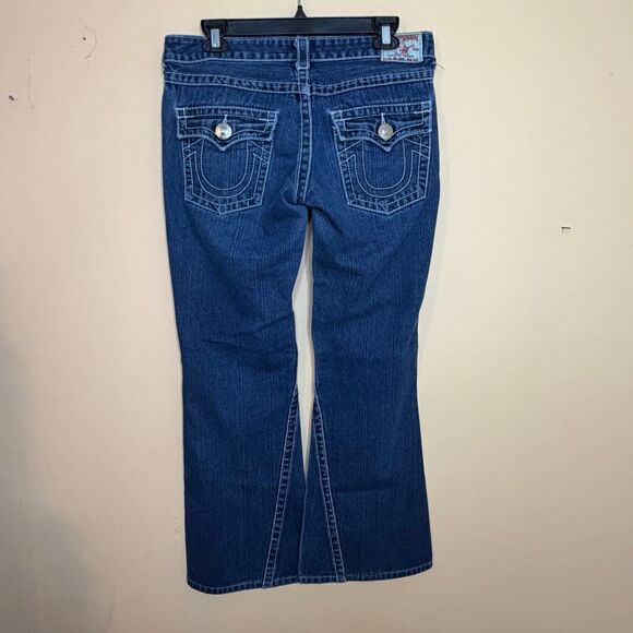 True Religion Joey super T low-rise flare jeans flap pockets & twisted inseam - Picture 4 of 8
